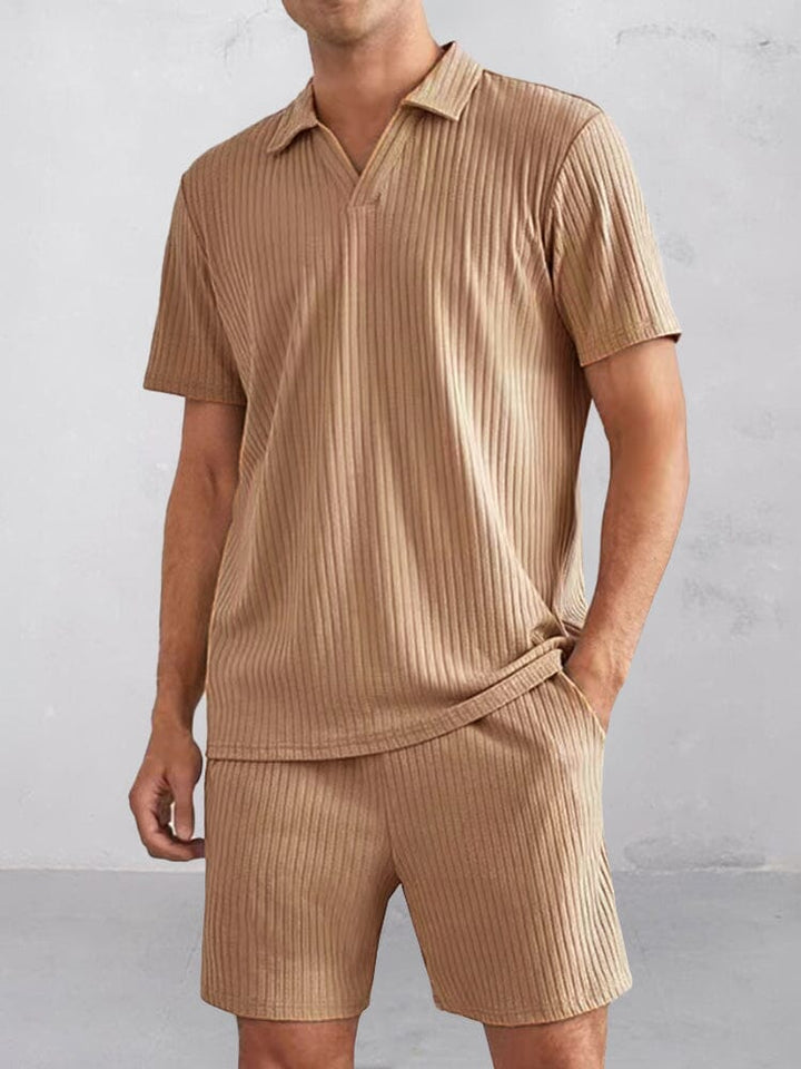 Casual Randig Texturerad Pikétröja Set