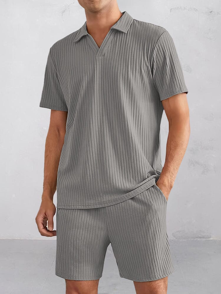 Casual Randig Texturerad Pikétröja Set