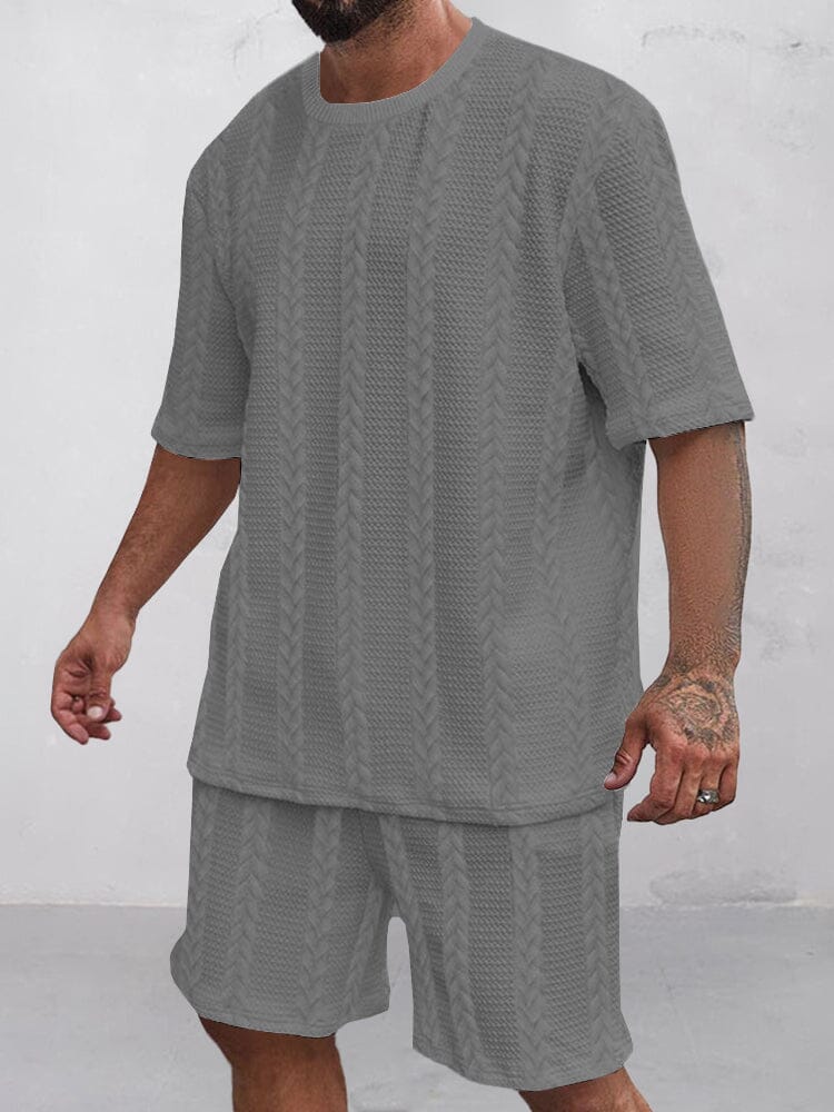 Casual Jacquard T-Shirt och Shorts Set