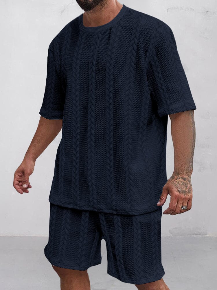Casual Jacquard T-Shirt och Shorts Set