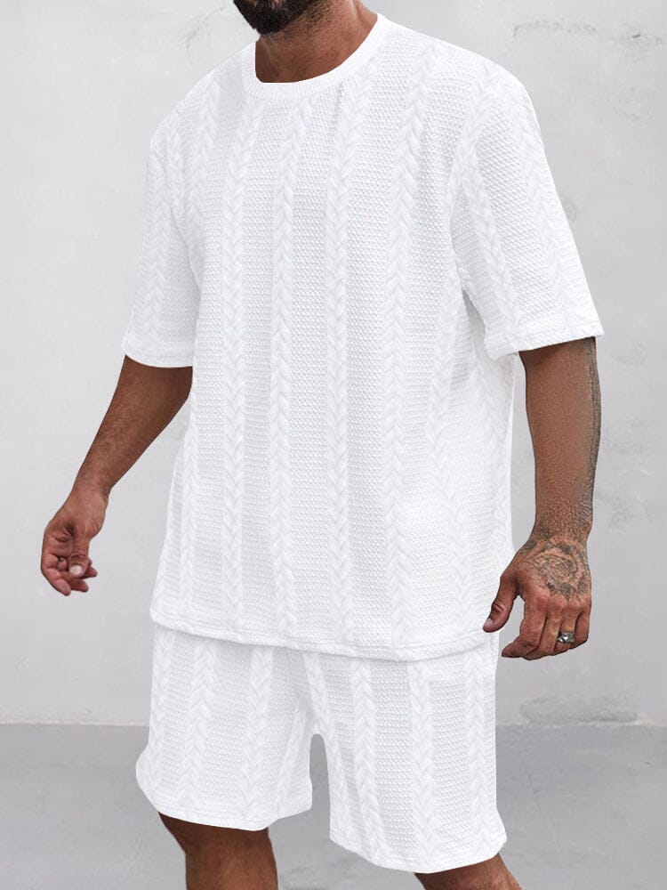 Casual Jacquard T-Shirt och Shorts Set