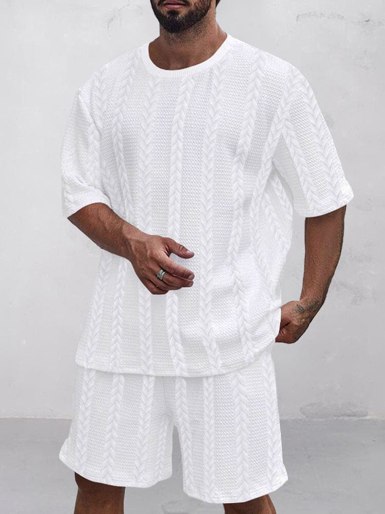 Casual Jacquard T-Shirt och Shorts Set