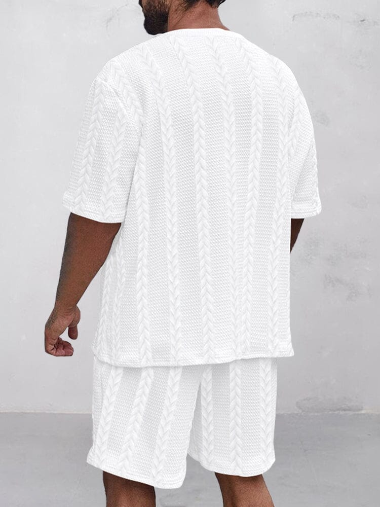 Casual Jacquard T-Shirt och Shorts Set