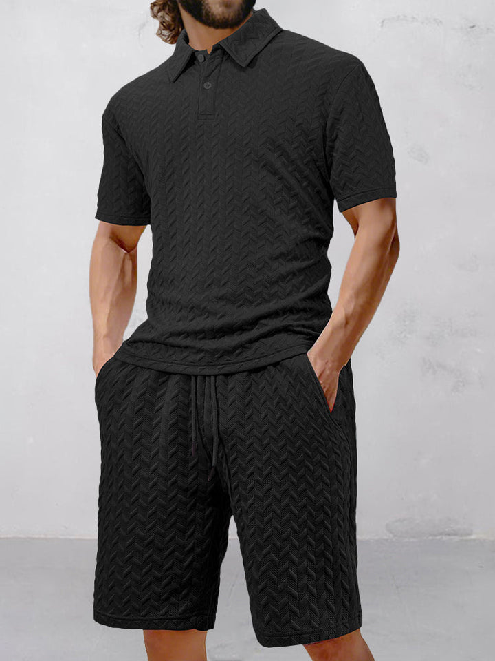 Casual Jacquard Texturerat Matchande Set