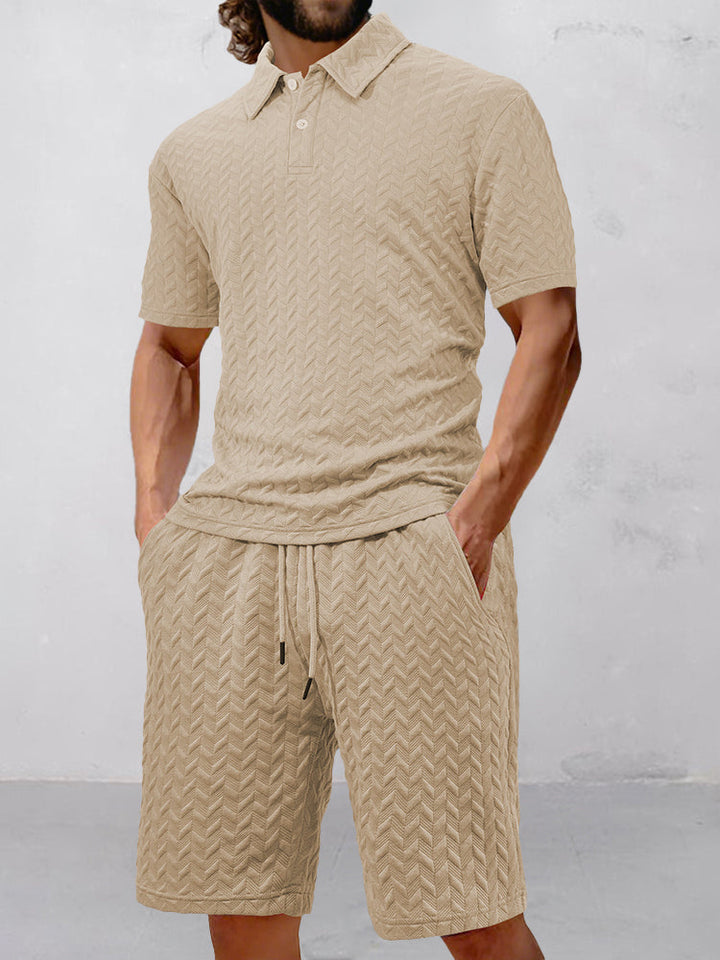 Casual Jacquard Texturerat Matchande Set