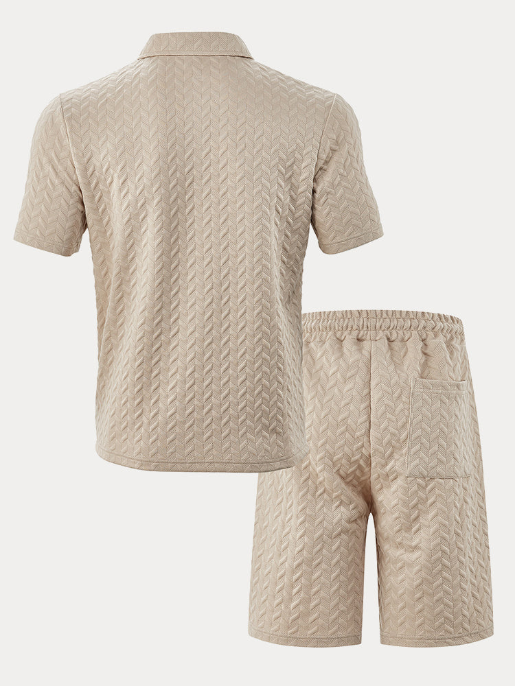 Casual Jacquard Texturerat Matchande Set