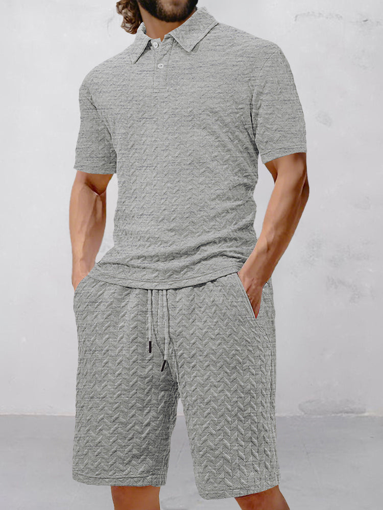 Casual Jacquard Texturerat Matchande Set