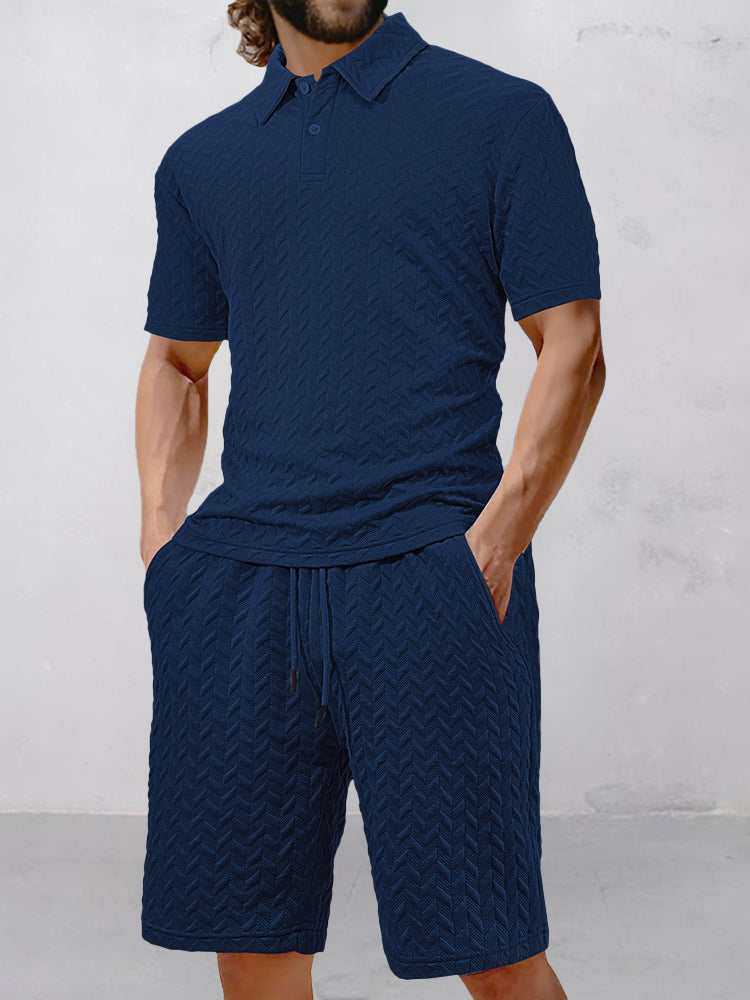 Casual Jacquard Texturerat Matchande Set
