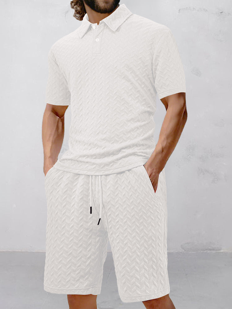 Casual Jacquard Texturerat Matchande Set