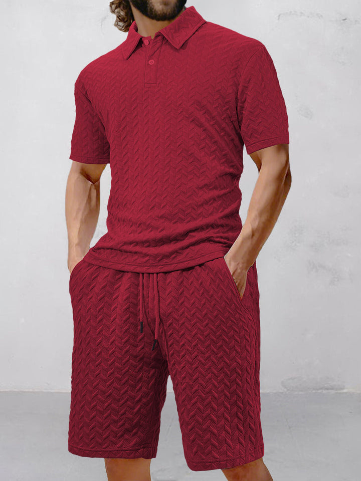 Casual Jacquard Texturerat Matchande Set