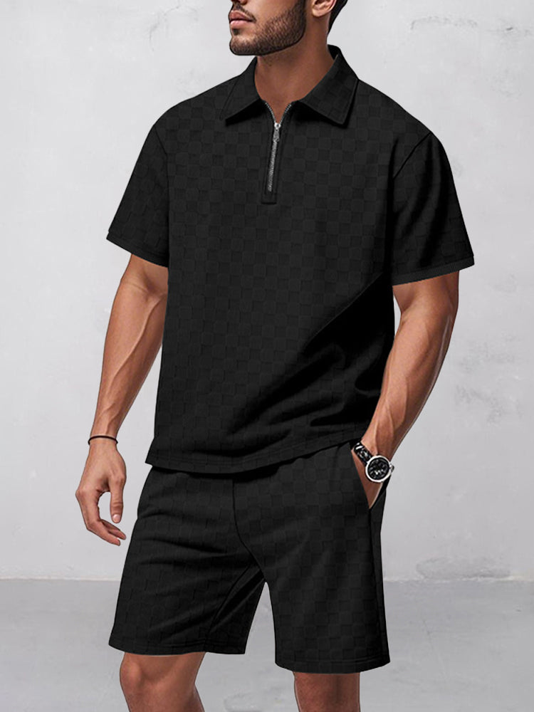 Tidlös Rutig Skjorta Shorts Set