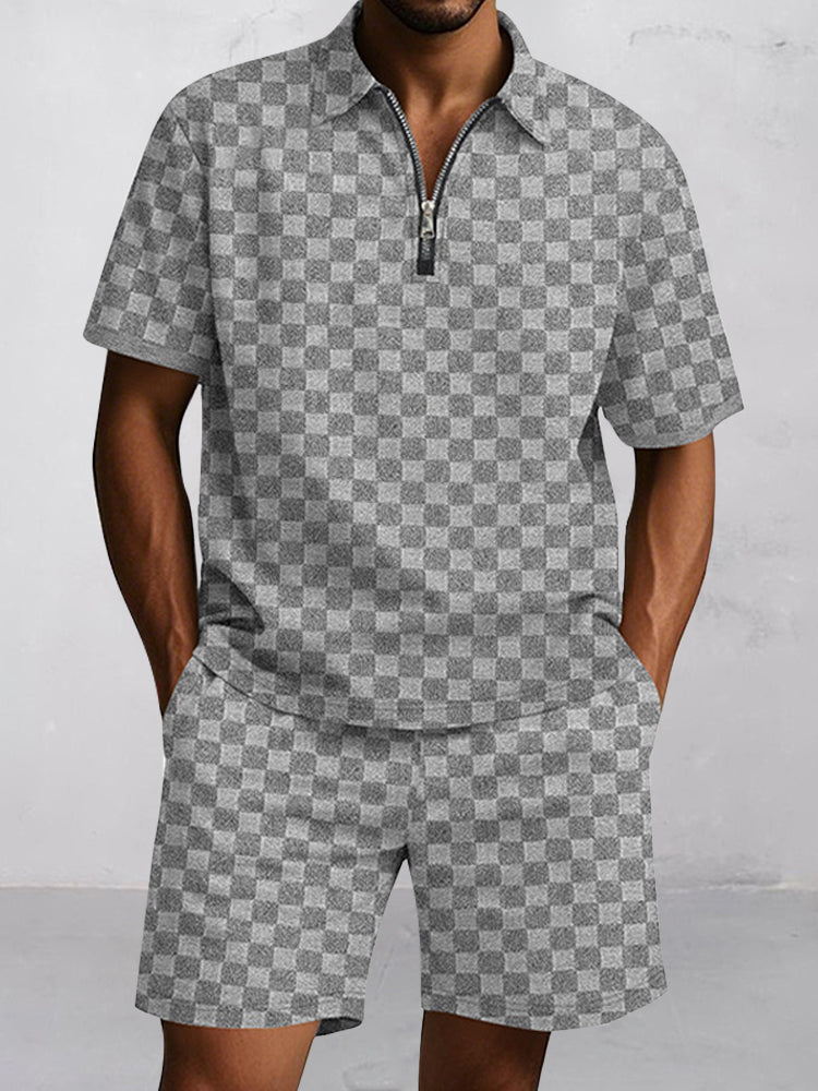 Tidlös Rutig Skjorta Shorts Set