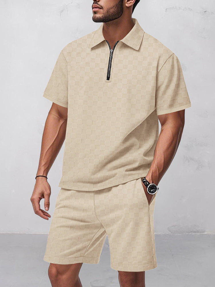Tidlös Rutig Skjorta Shorts Set