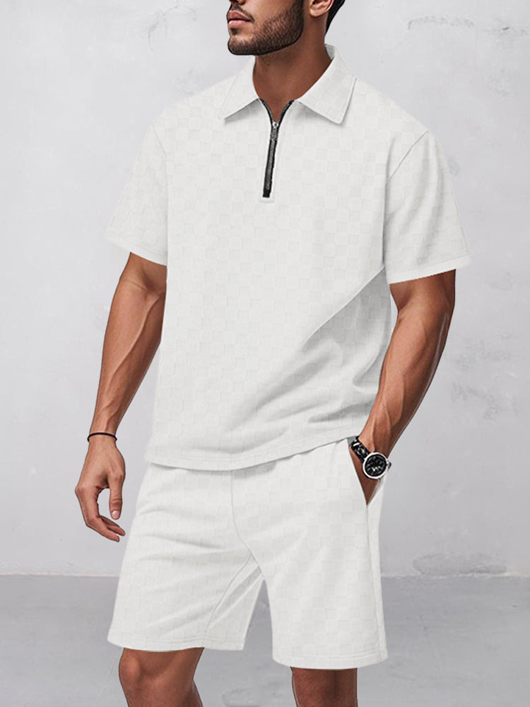 Tidlös Rutig Skjorta Shorts Set