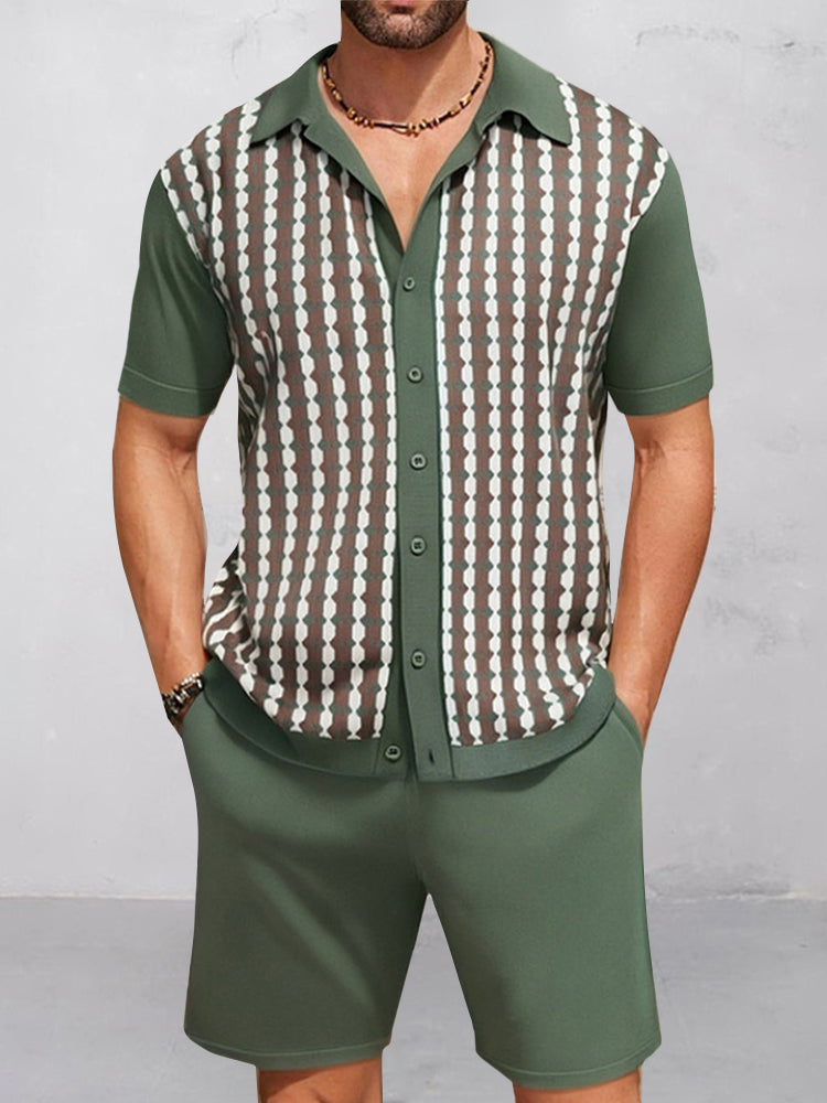 Casual Jacquard Stickad 2-Delat Set