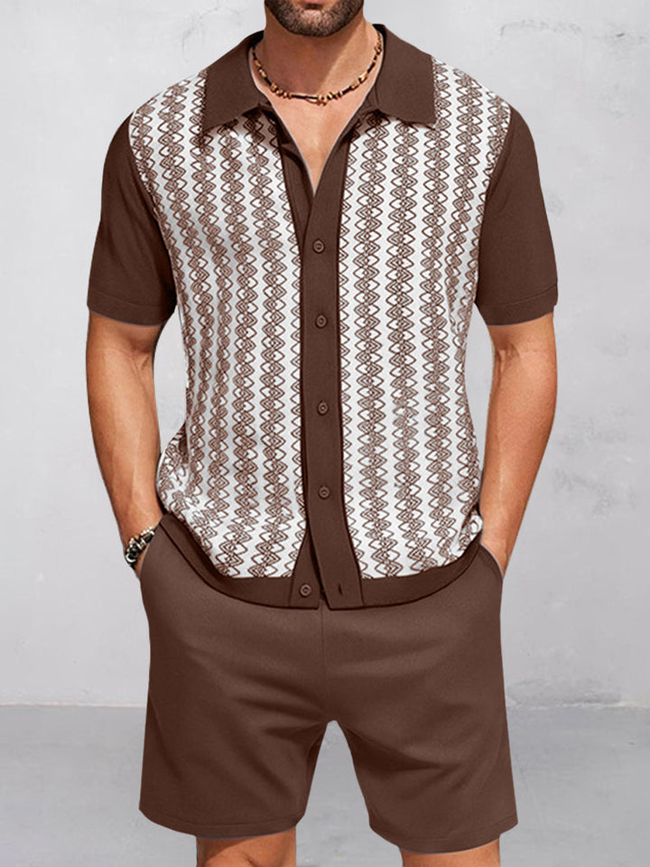 Modernt Jacquard Stickad 2-Delat Set