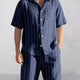 Komfort Bomull Rand Skjorta Shorts Set