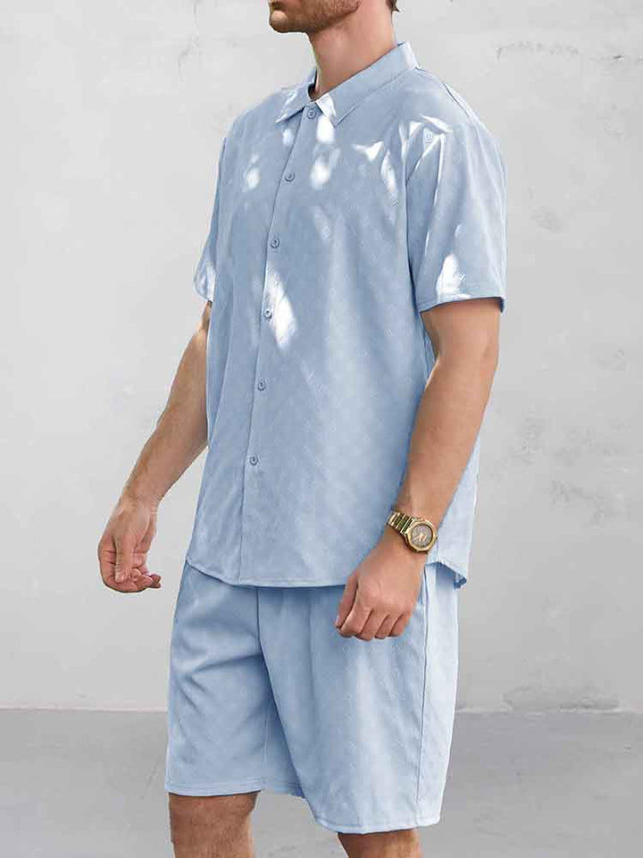 Casual Jacquard Skjorta Shorts Set