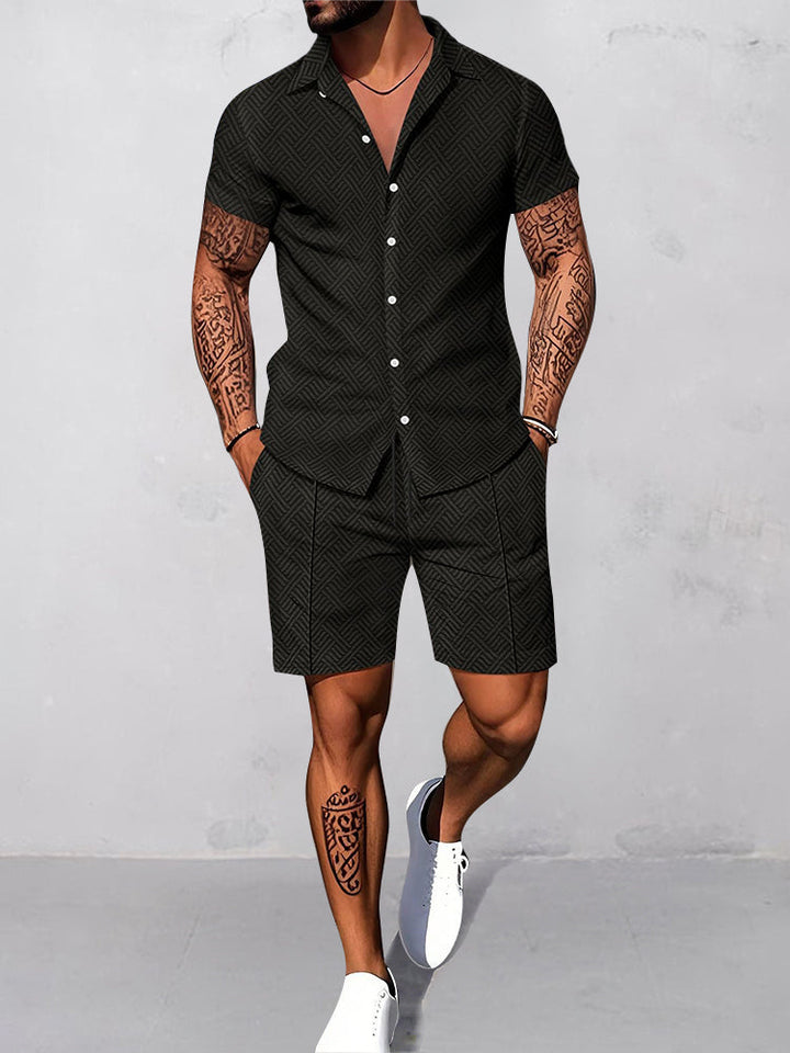 Casual Mönstrad Waffle Matchande Set