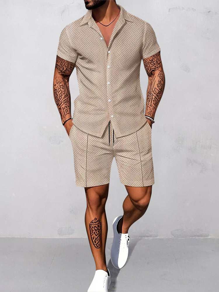 Casual Mönstrad Waffle Matchande Set