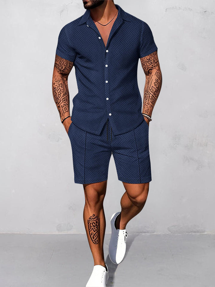 Casual Mönstrad Waffle Matchande Set