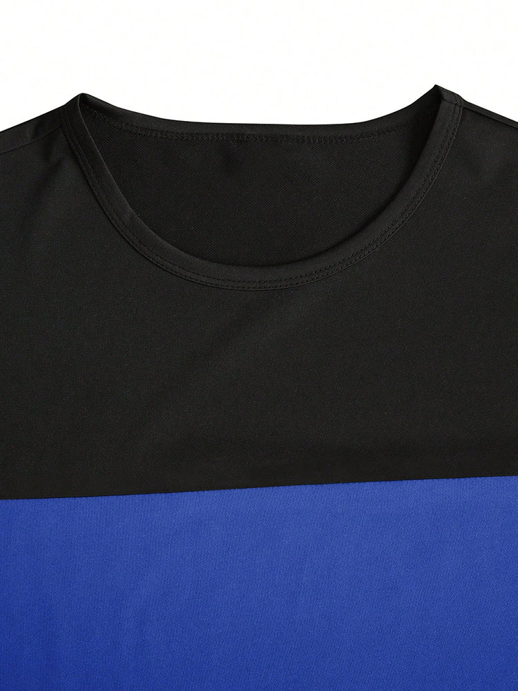 Casual Sportig Färgblock T-Shirt och Shorts Set