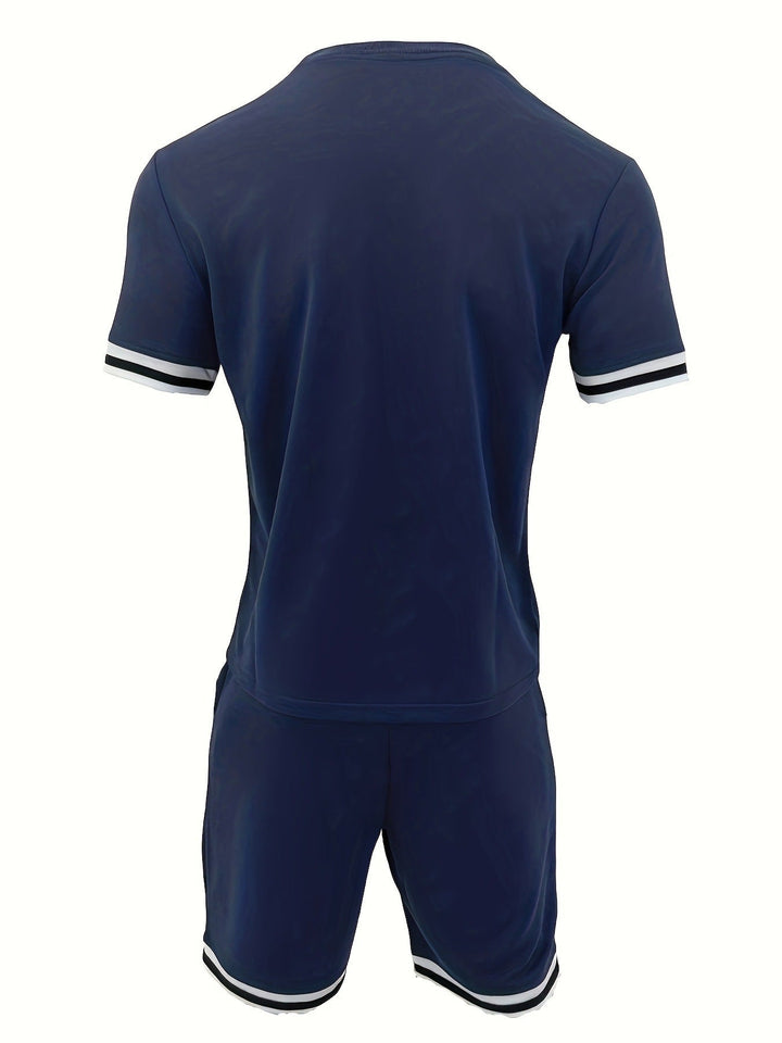 Herr Kontrast Rand 2-Delat Kortärmd T-Shirt & Shorts Set