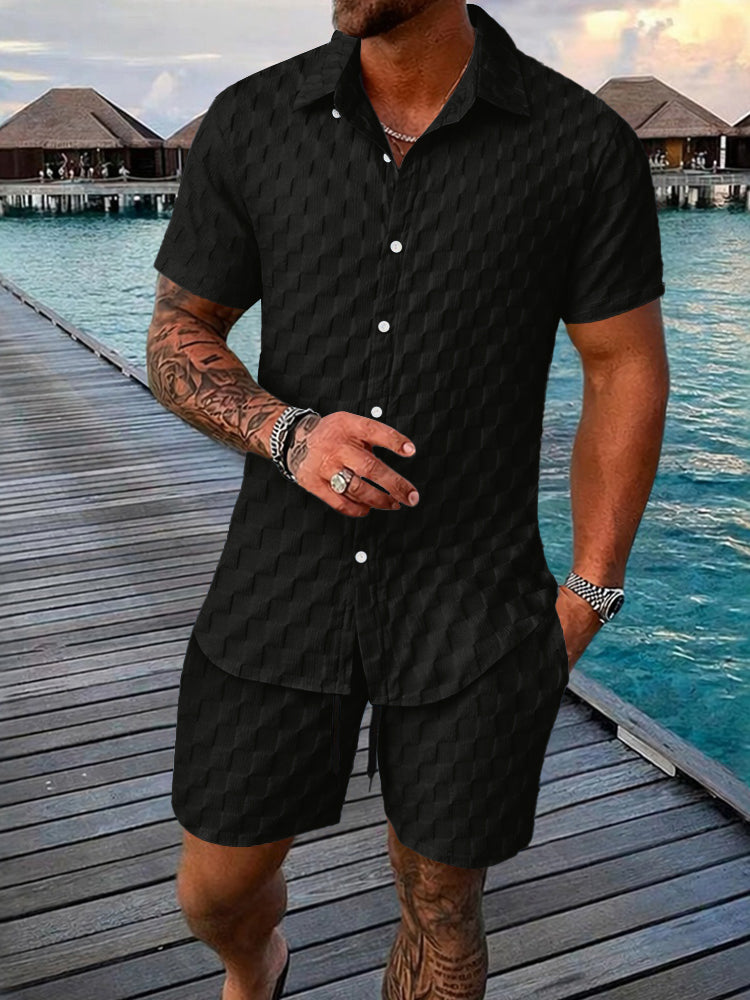 Herr Bubbel Jacquard 2-Delat Skjorta & Shorts Set