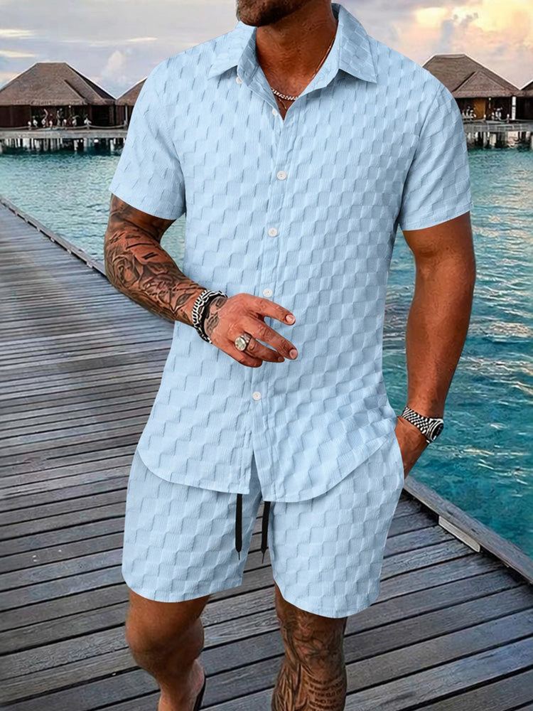 Herr Bubbel Jacquard 2-Delat Skjorta & Shorts Set