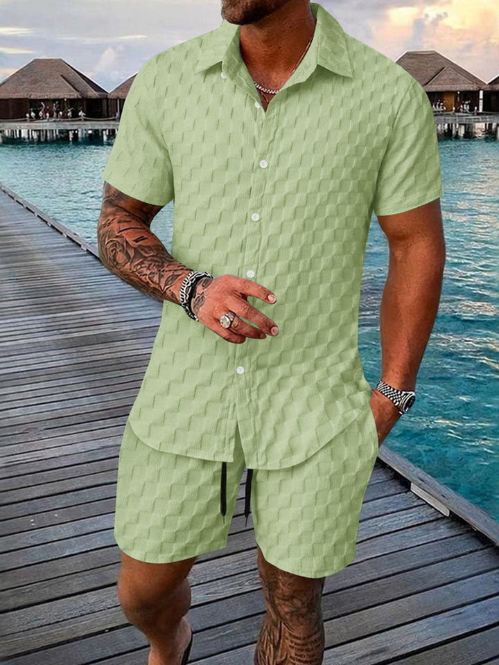 Herr Bubbel Jacquard 2-Delat Skjorta & Shorts Set
