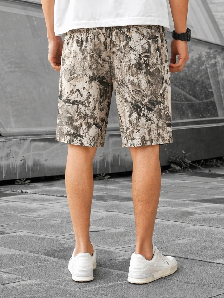 Herr Abstrakt Bläck Tryck 2-Delat T-Shirt & Shorts