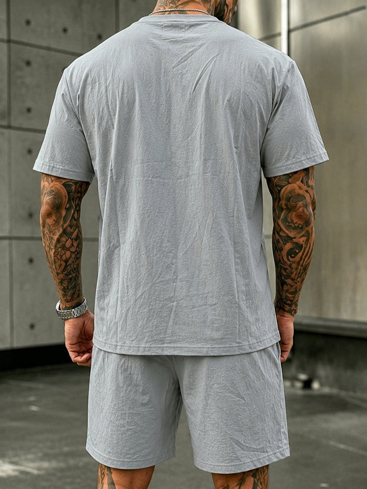 Tvättat Bomull 2-Delat T-Shirt & Shorts Set