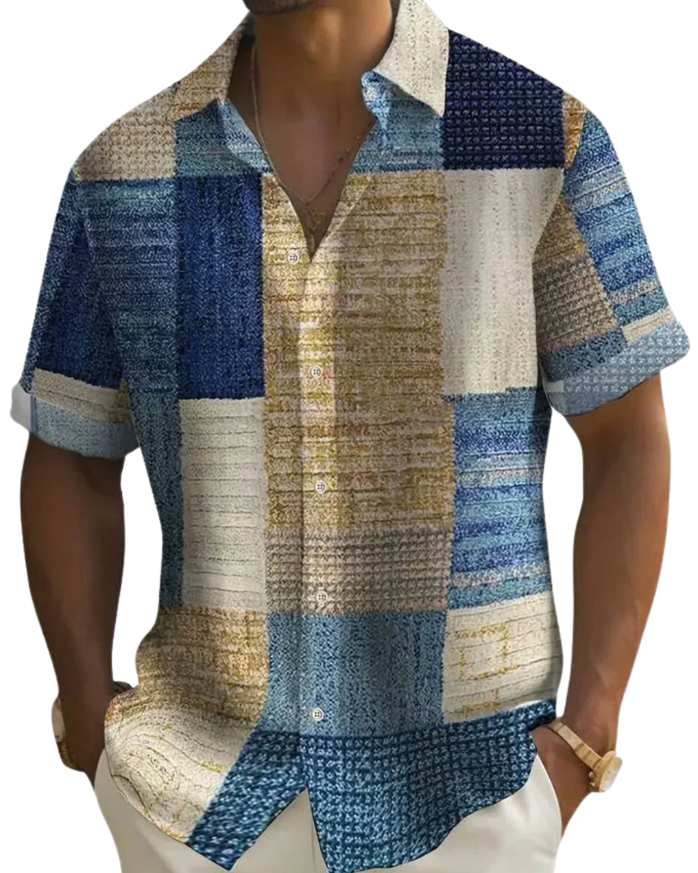 Elegant Patchwork Skjorta