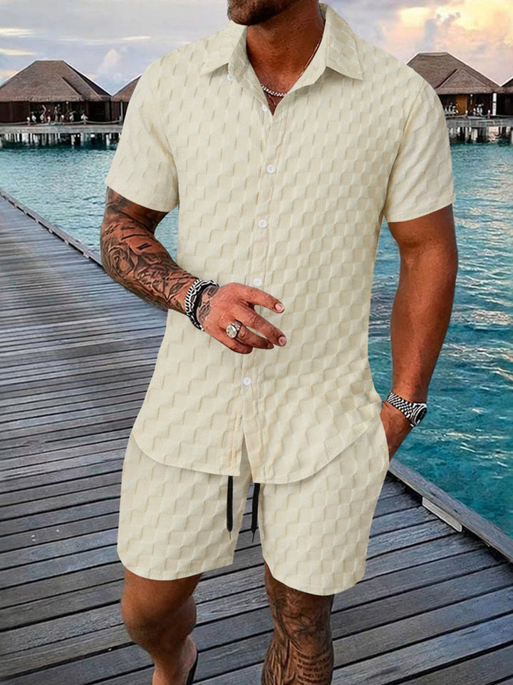 Herr Bubbel Jacquard 2-Delat Skjorta & Shorts Set