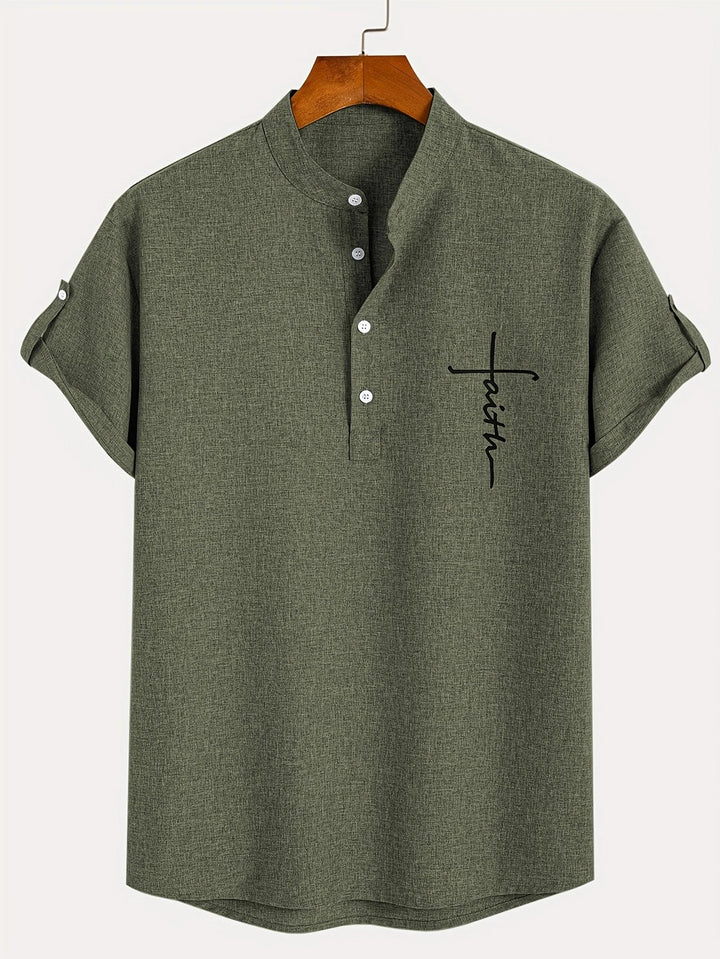 Leblanc™ | Elegant Kortärmd Skjorta med Ståkrage