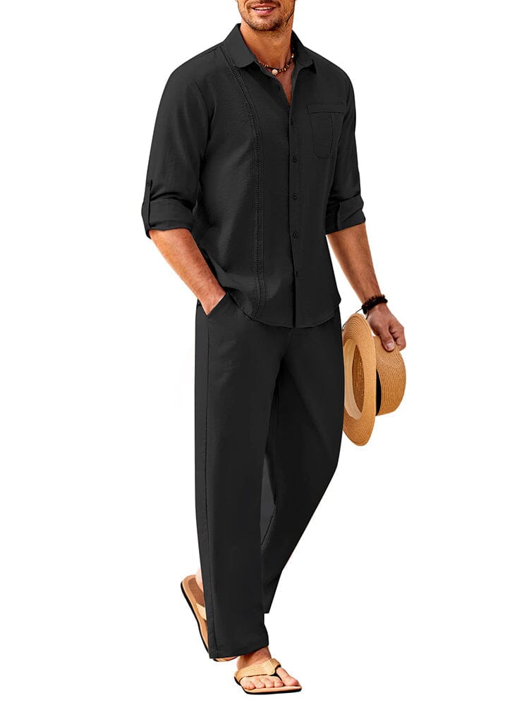 2-Delat Linne Långärmd Strand Semesteroutfit