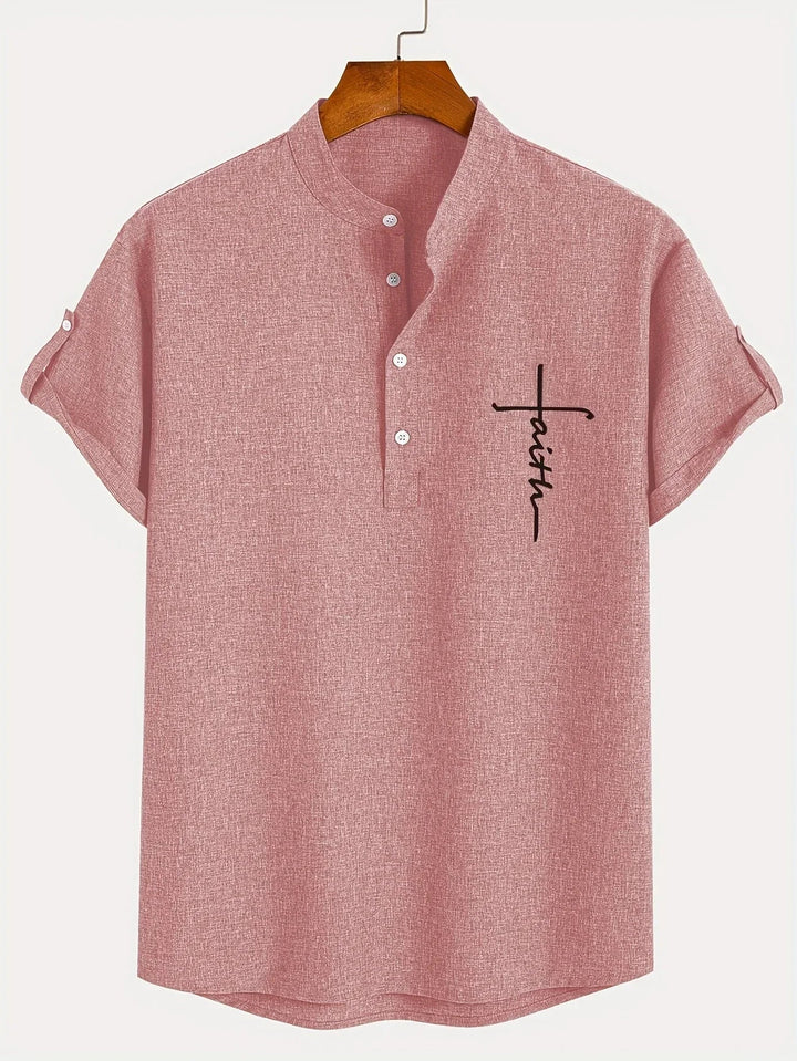 Leblanc™ | Elegant Kortärmd Skjorta med Ståkrage