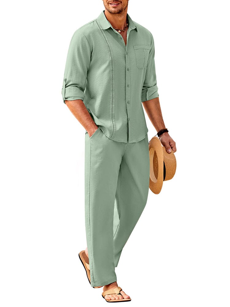 2-Delat Linne Långärmd Strand Semesteroutfit